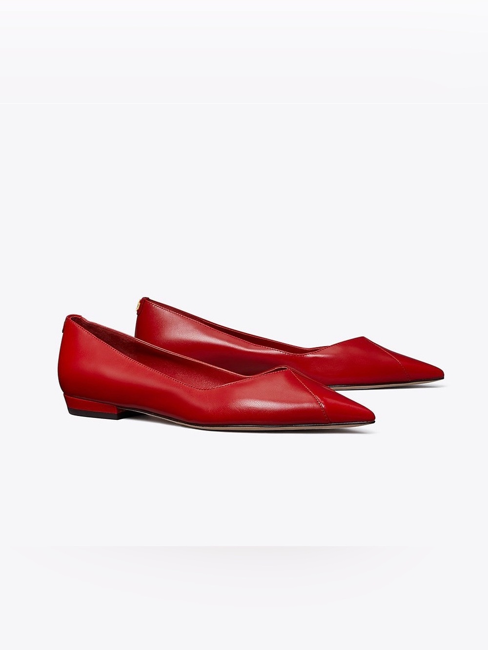 Tory Burch Red Pointed-Toe Leather Flats